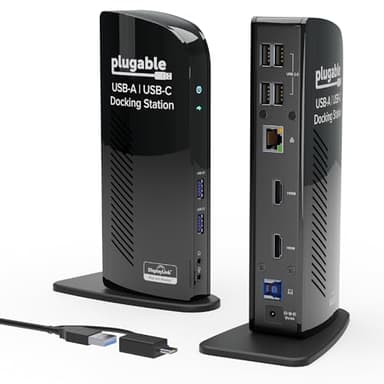Plugable Universal Laptop Docking Station Dual HDMI Monitor for Windows and Mac (Driver Required), USB 3.0 or USB-C, 2X HDMI, Gigabit Ethernet, Audio, 6 USB Ports (UD-3900)