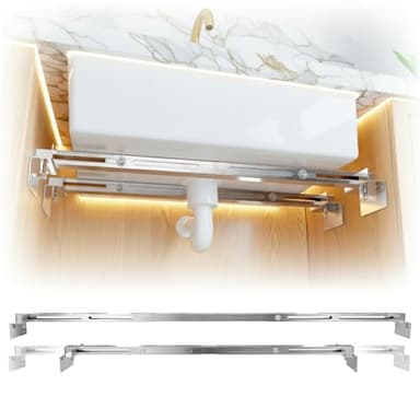 Undermount Sink Brackets Adjustable Stainless Steel Sink Support 28–39.4 inches (71–100 cm) Installation Kit for Heavy Duty 880 lb Kitchen & Bathroom Sinks