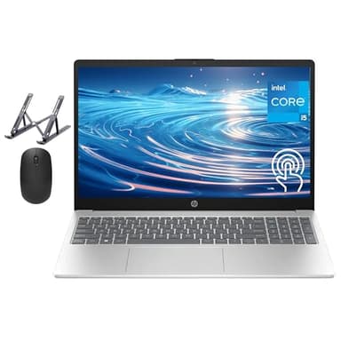 HP 15.6" Touchscreen Laptop, Intel Core i5 Processor, 16GB RAM, 512GB SSD, Numeric Keypad, Bluetooth, Wi-Fi, Long Battery Life, Windows 11 Home, Alpacatec Accessories, Silver