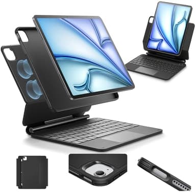 ESR for iPad Air 11 Inch Case with Keyboard M4/M3/M2 (2026/2025/2024) & iPad Pro 11/Air 5th/4th Gen Keyboard, Easy-Set Magnetic Stand, Portrait/Raised Modes, with Removable Protective Case, Black