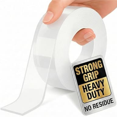 Bekhic® Double Sided Tape Heavy Duty, Clear Mounting Tape Nano Double Sided Adhesive Tape,Picture Hanging Adhesive Strips (9.85FT)