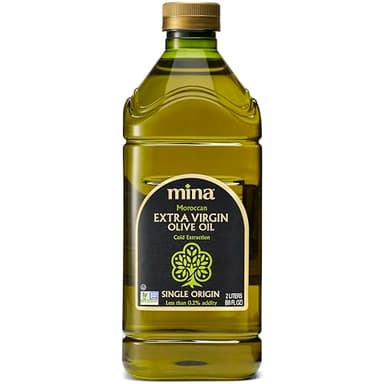 Mina Moroccan Olive Oil Extra Virgin 68 Fl Oz, New Harvest, Polyphenol Rich Olive Oil, Single Origin Extra Virgin Olive Oil, Cold Extraction, Less than 0.2% Acidity, 2 L