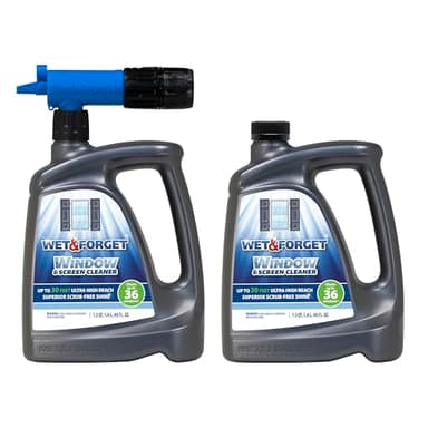 Wet & Forget Window & Screen Cleaner – Outdoor Window Cleaner Spray & Hose Attachment; No Scrubbing, Superior Scrub-Free Shine for Windows & Screens; 48oz (Pack of 2)
