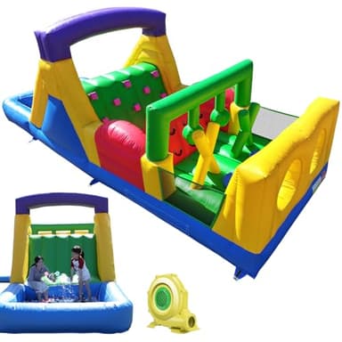 22ft Commercial Bounce House for Big Kids, 100% PVC Inflatable Obstacle Course Bounce House for Kids, Heavy Duty Big Bouncer House with Blower, Backyard Outdoor Party (22x8x8.2ft)