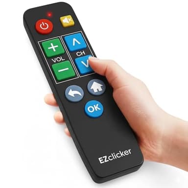 Big Button Universal TV Remote for Seniors, Simple Easy to Use, Dementia Products for Elderly (Black) Works with Major TV Brands, NOT for Streaming (2xAAA Batteries Not Included)