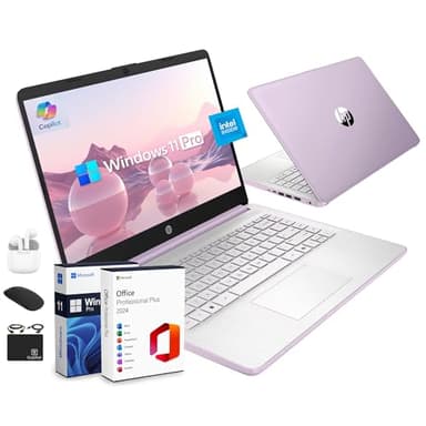 HP Ultrabook 14 Laptop Computer Business Study & Home 2025, Lifetime MS Office + Windows 11 Pro, Quad-Core Intel CPU, 16GB RAM & 628GB Storage (128GB UFS+500GB Ext), WiFi 6, HubxcelAccessory, Lavender