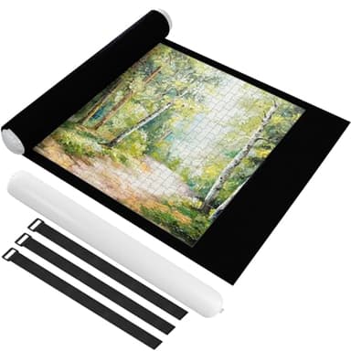 Ainiv Jigsaw Puzzle Mat Roll Up 1500 Pieces, 46" x 26" Portable Felt Puzzles Board with Travel Storage Bag, Jigsaw Saver Pad Keeper for Adults Teens, Black
