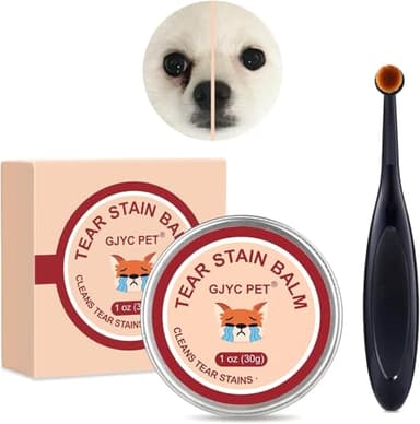 GJYC PET Natural Tear Stain Remover Balm for Dogs & Cats – Gentle & Effective Eye Care, Prevents Tear Stains & Reduces Redness, Safe & Non-Irritating Formula with Professional Brush, 1 oz