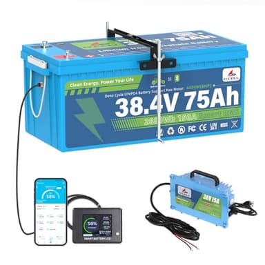 OCELL 36V 75Ah LiFePO4 Golf Cart Battery with Bluetooth 150A BMS, 36 Volt Lithium Iron Battery Touch Monitor&43.8V 15A Charger IP67 & Mounting Bracket - Fits EZGO RXV/Club Car/Yamaha/LSV/Lawn Mower