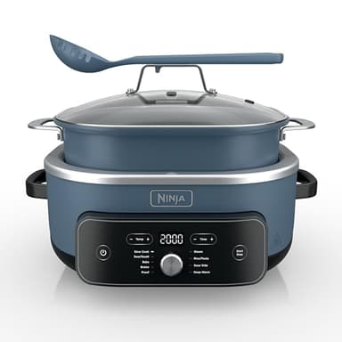 Ninja MC2001 PossibleCooker PRO Plus, 8.5-QT Multicooker, 9 Functions, Slow Cook, Sear, Sauté, Proof, Pasta/Rice, Replaces 16 Kitchen Tools, Oven-Safe Ceramic Pot, Powerful 1400-Watt, Blue Macaron