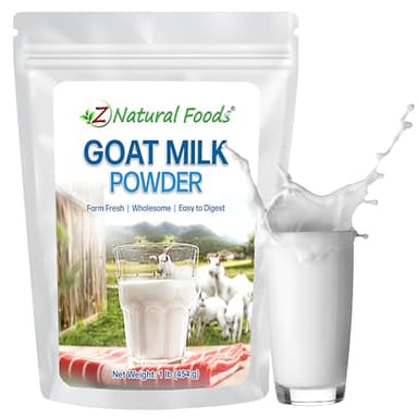 Z Natural Foods Goat Milk Powder - Pure Netherlands Full Cream Milk, Powdered Goat Milk, Highly Nutritious, Easy Digestion - Whole Goats Milk for Adults for Smoothies, Cooking, Baking, 1 lb