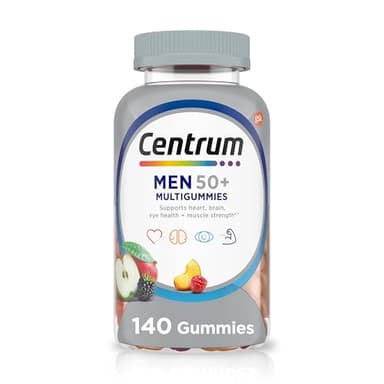 Centrum MultiGummies for Men 50 Plus, Multivitamin/Multimineral Supplement with Vitamins D3, E, B6, and B12, Assorted Fruit Flavor - 140 Count