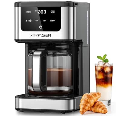 AIRMSEN 14-Cup Programmable Drip Coffee Maker – 1000W Fast Brewing Coffee Machine with Timer, Delay Start & 2H Keep-Warm, 73oz Tank, Touchscreen & Glass Carafe – Perfect for Home & Office Use