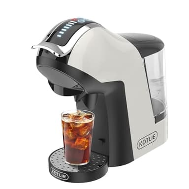KOTLIE Single Cup Coffee Maker, Multi Capsule Machine Compatible With Various Capsule Types, 4 Temperature Settings, 7 Water Volume Levels,19 Bar(Glossy White)