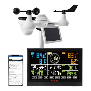 VEVOR YT60234 WiFi Weather Station 7-in-1, Weather Stations WiFi Indoor Outdoor, 7.5" Color Display for Weather Forecast, Temperature, Humidity, UV, Air Pressure, Wind Speed&Direction, Rain, Alarm