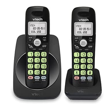 VTech 2-Handsets Cordless Phone with DECT 6.0, Full-Duplex Speakerphone, Lighted Display, Backlit Keypad, Caller ID/Call Waiting, Volume Control, Hearing Aid Compatible, Wall Mount | VG131-21 (Black)
