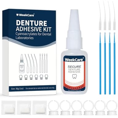 Dental Lab Denture Repair Glue (1oz) - Fast-Setting, Instant Bonding Adhesive for Broken Dentures and Teeth Repair - Strong Bond for Securely Fixing Cracks Instantly Lasting Days to Weeks
