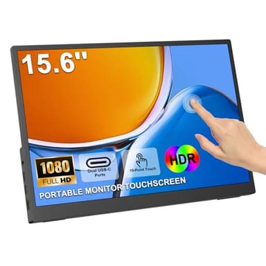 IBW 15.6" Portable Monitor Touchscreen,1080P FHD IPS Travel Monitor with Tempered Glass, 10-Point Touch, Dual Speakers & Kickstand, USB-C HDMI External Monitor for Laptop MacBook Phone PS5 Switch Xbox