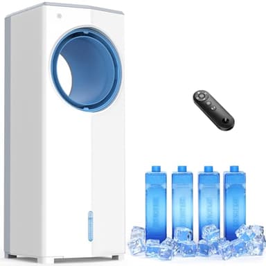 CENSTECH Windowless Portable Air Conditioner, 30" Evaporative Air Cooler w/Dual Tanks for 24H Cooling, 4 Modes & 3 Speeds, 28FT Remote&Timer, 360° Rotation Swamp Cooler Air Conditioner for Bedroom