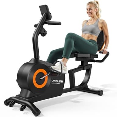 YOSUDA Recumbent Exercise Bike for Adults Seniors with Quick Adjust Seat, 350LB Capacity & 16-level Resistance, Black