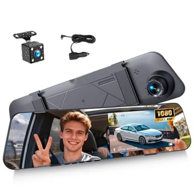 4.5 Inch Mirror Dash Cam Backup Camera 1080P Front and Rear View Mirror Camera for Cars Dual Lens Cam Loop Recording 150°Wide Angle G-Sensor Parking Assistance Loop Recording