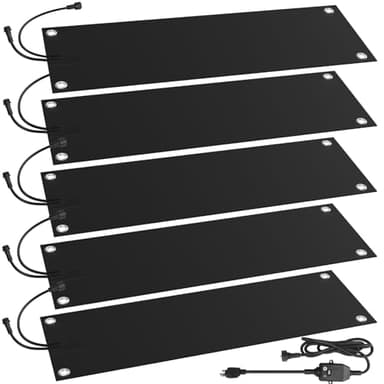 HETFOENT 5 Pcs Heated Snow Melting Mats,10 x 30 in No-Slip Rubber Heated Outdoor Mats,Snow and Ice Melting Mats for Winter Outdoor Stairs,Steps,Doorways,Walkways,Driveway,2 in/h Melting Speed