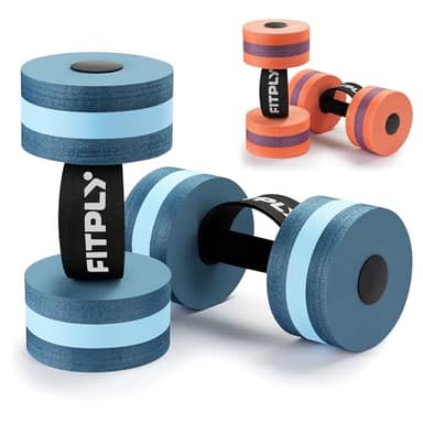 fitply Water Weights Aquatic Pool Dumbbells for Swimming Exercise - EVA Foam Swim Pool Weights with Handle Strip, 2PCS Lightweight Water Dumbbells, Aerobics Swimming Exercise Equipment