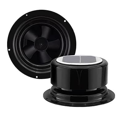 RecPro RV Solar Ventilation Fan | Solar Powered Ceiling Vent with Fan | For RV, Marine, Camper, Shed, Trailer (Black)