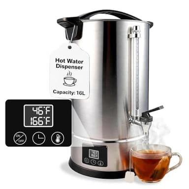 GKFF Hot Water Dispenser, 16L(70 Cups) Hot Water Boiler Urn, 304 Stainless Steel Electric Water Boiler, Digital Temperature Control, Keep Warm, Boil-Dry Protection, for Tea, Coffee & Baby Formula