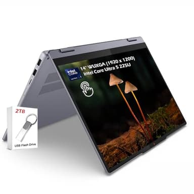 Lenovo IdeaPad Flex 5i - Everyday Notebook - 2-in-1 Laptop Computer - Windows 11-14" WUXGA Touchscreen Display - 8GB RAM 512GB SSD - Intel Core Ultra 5 225U - Luna Grey - w/2TB USB Drive - W/GaLiMu