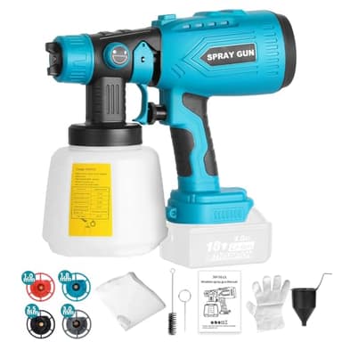 Cordless Paint Sprayer Compatible with MAKITA 18V Battery, HVLP Spray Paint Gun with 4 Copper Nozzle, 200W High Power Motor Paint Sprayer for Furniture (Battery Not Included) (for MAKITA)