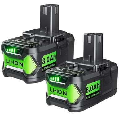 SANIU 8.0-Ah Replacement for Ryobi 18V Battery P108 Lithium ion ONE + 18-Volt Batteries P104 P105 P102 P103 P122,2Pack