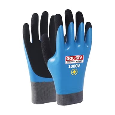 GOL-SIV Electrician Gloves 1000V High Voltage,ASTM D120 Certified & Double Insulated Electrical Gloves,Rubber Safety Work Gloves (Blue,Large)