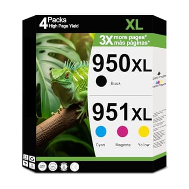 950XL 951XL Ink Cartridges Compatible Replacement for HP 950 951 XL Combo Fit for OfficeJet Pro 8600 8610 8615 8620 8625 8630 8640 8660 8100 8110 251DW 276DW Printers (Black, Cyan, Magenta, Yellow)