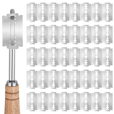 TAHULIK 40-Pack Bread Lame Blades Refill, 6Cr13 Sourdough Blade Replacement, Stainless Steel Precision Razor Blades Designed for Sourdough Bread Scoring