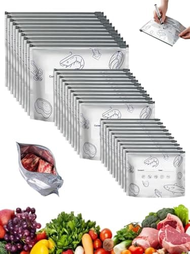 30 Pcs Reusable Aluminum Foil Sealable Storage Bags, Leakproof Zipper Pouches for Snacks, Freezer Storage & Household Organization, Durable & Multi-Purpose