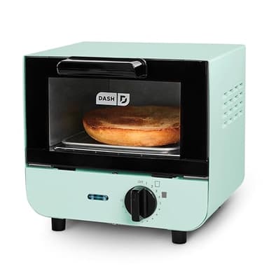 Dash Mini Toaster Oven - Sleek & Stylish - For Creative Homemade Treats - Compact, Space-Saving Design - adjustable temperature dial - Removable Baking Tray - Aqua