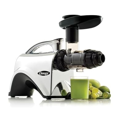 Omega Juicer Premium Vegetable and Fruit Juice Extractor and Nutrition System Makes Nut Milks Baby Food and Sorbets, Adjustable Pressure Settings 80-RPM Slow Masticating Juicer, 150-Watts, Silver