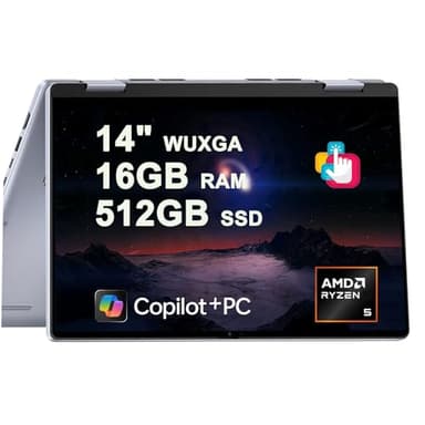 Dell Inspiron 14 7445 2-in-1 Laptop 14" WUXGA Comfortview Touchscreen AMD 6-core Ryzen 5 8640HS (>i7-1355U) 16GB DDR5 512GB SSD Backlit for Designer Business Professional Work Win11 Copilot AI