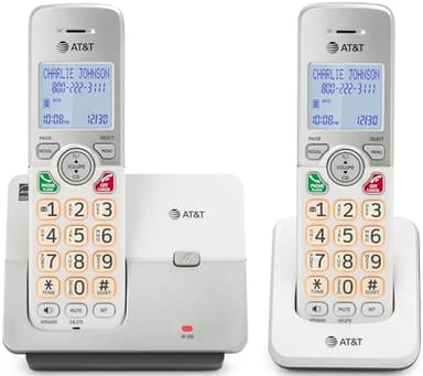 AT&T EL1121-2 2-Handset DECT 6.0 Cordless Landline Phone with Caller ID, Simulated Full-Duplex Speakerphone, Backlit Display & Keypad - Quiet & ECO Mode