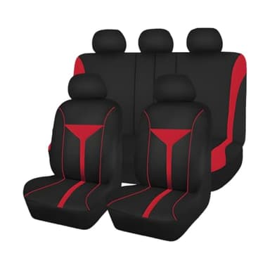 Zpana Car Seat Cover Full Set, Breathable Vehicle Front Seat and Rear Bench Split Protector, Washable Dustproof Automotive Seat Pad Accessories, Universal for SUV, Truck, Sedan (Red)