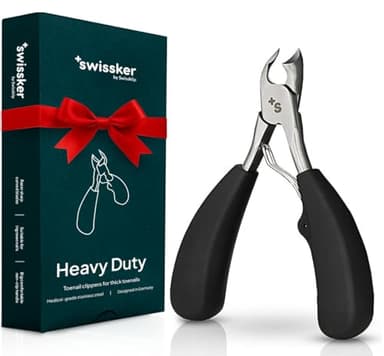 Swissker by Swissklip Heavy Duty Toenail Clippers for Men and Women – Professional Ergonomic Large Toe Nail Cutter & Trimmer for Thick Nails Seniors, Long Handle Toe Nail Clipper