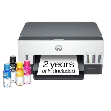 HP Smart Tank 6001 Wireless All-in-One Ink Tank Printer, Scanner, Copier with 2 Years of Ink Included, Best-for-Home, Cartridge-Free Refillable, AI-Enabled (2H0B9A)