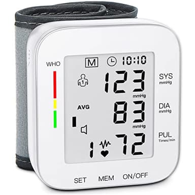 MMIZOO Wrist Blood Pressure Monitor Large LCD Display BP Machine Adjustable Cuff 5.31-7.68 inch Automatic 99x2 Sets Memory with Carrying Case for Home Use (W1681)