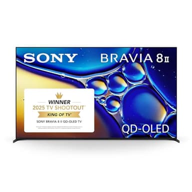 Sony BRAVIA 8 II 55 Inch TV, QD OLED, 4K Smart Google TV, XR Processor with AI Technology, Ultra Slim Design, 120hz Television, Dolby Vision/Atmos, Exclusive Features for PS5, K-55XR80M2, 2025 Model