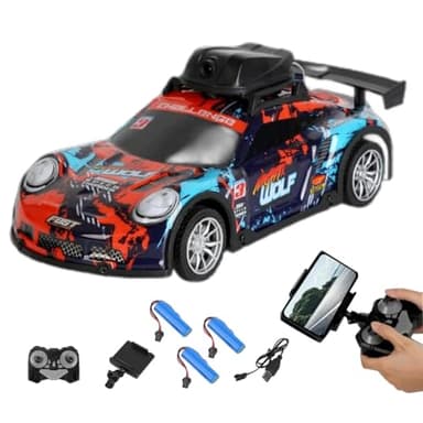 OYDL Mini RC Drift Car with HD Camera & LED Lights, 2.4G 4CH Remote Control Car Electric Racing Sports Cars for Adult Teens - RTR Version / 3 Battery