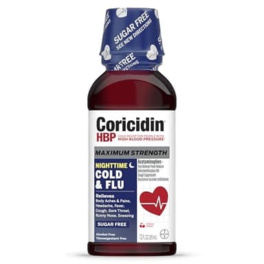 CORICIDIN HBP Liquid Cold & Flu Nighttime Cherry 12oz.