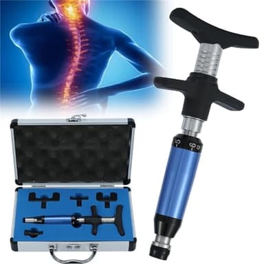 Spine Correction Gun with 4 Repaceable Age Heads, 6 Levels Manual Spine Activator Chiropractic Therapy AGER Tool Spine Adjusting AGER