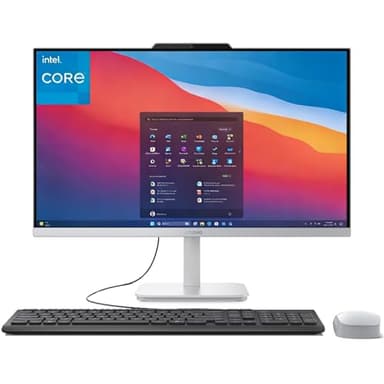 Lenovo IdeaCentre 24 All-in-One Desktop Computer, 16GB DDR4 RAM, 512GB PCIe SSD, Intel 8-Core Processor i3-N305 (Beat i5-1140G7), Lifetime Office 365 for Web, WiFi 6, Bluetooth 5.2, Glossy White, W11H