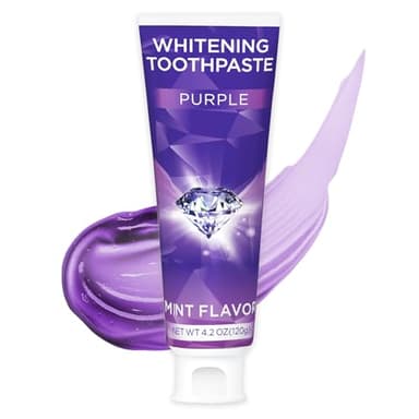 Purple Toothpaste for Teeth Whitening, Teeth Whitening Toothpaste, Tooth Stain Removal, Tooth Stain Removal Colour Corrector